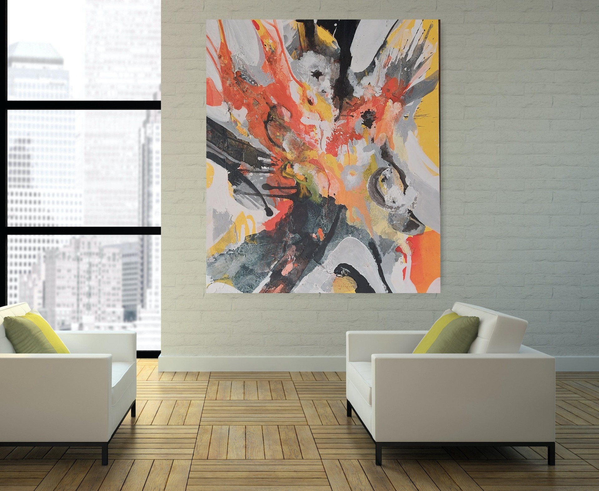 Orange Explosions 100x120 cm